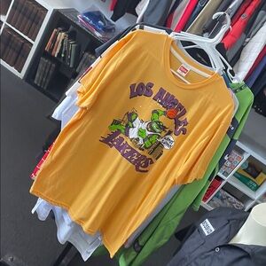 Men’s Rare Homage X Turtles NBA Los Angeles Lakers Tee Shirt Used Sz XL